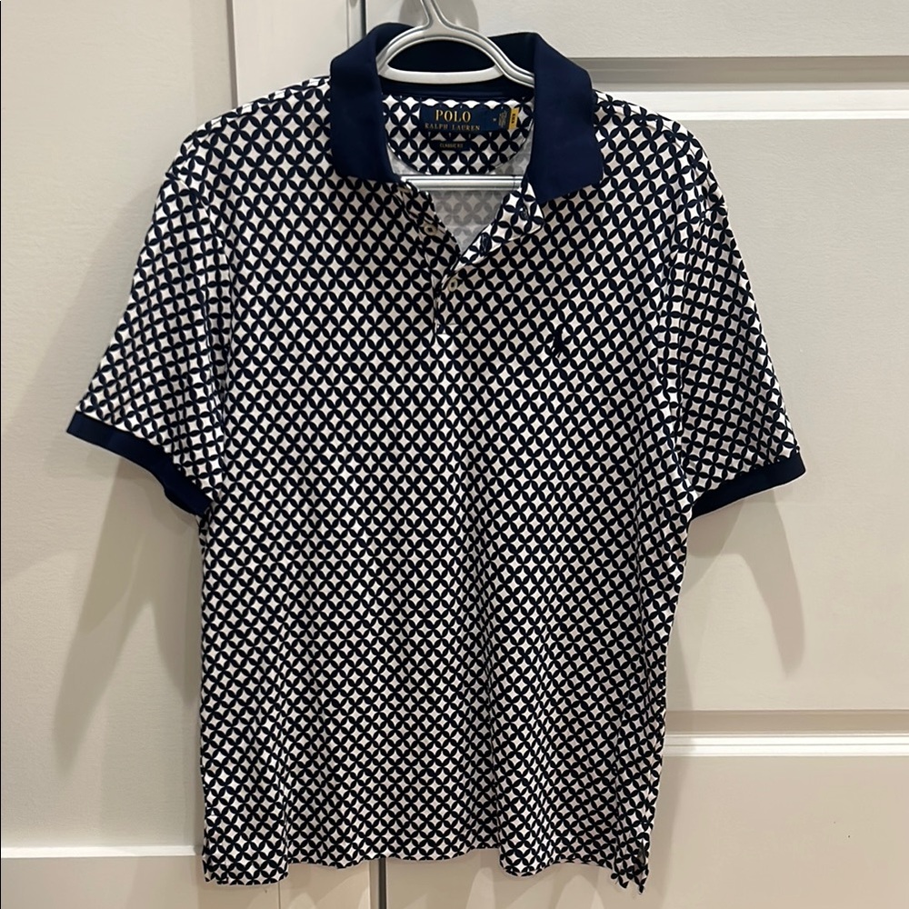 Ralph Lauren Blue and White Polo Shirt with‎ Classic Collar
